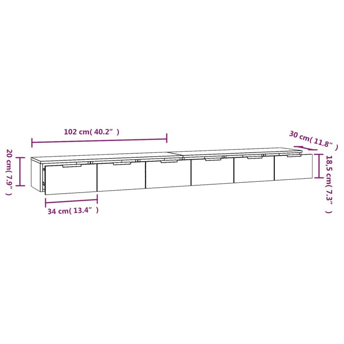 Wall Cabinets 2 pcs White 102x30x20 cm Engineered Wood