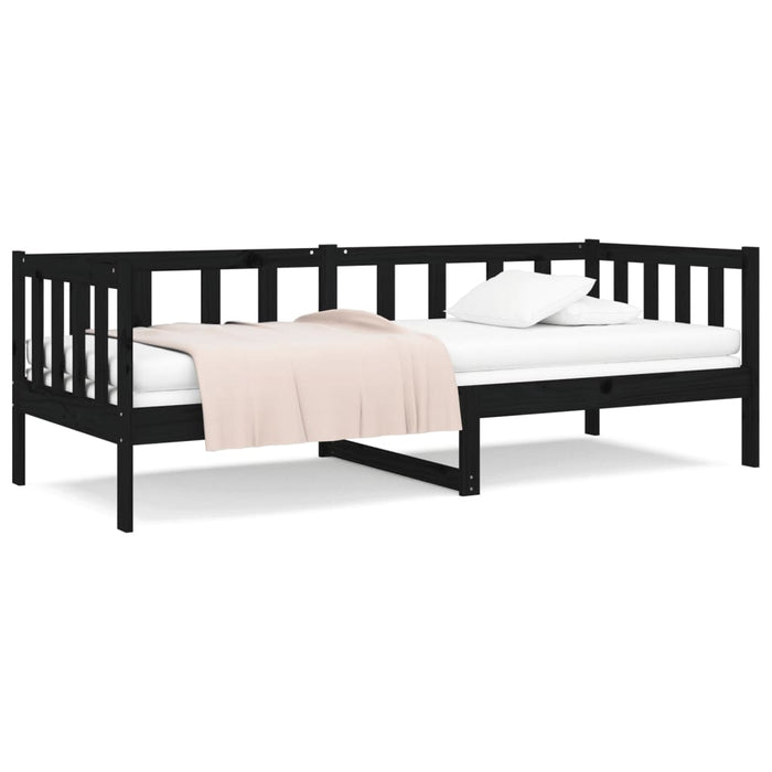 Day Bed without Mattress Black 90x190cm Solid Wood Pine