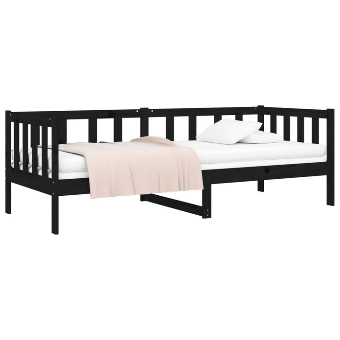 Day Bed without Mattress Black 90x190cm Solid Wood Pine