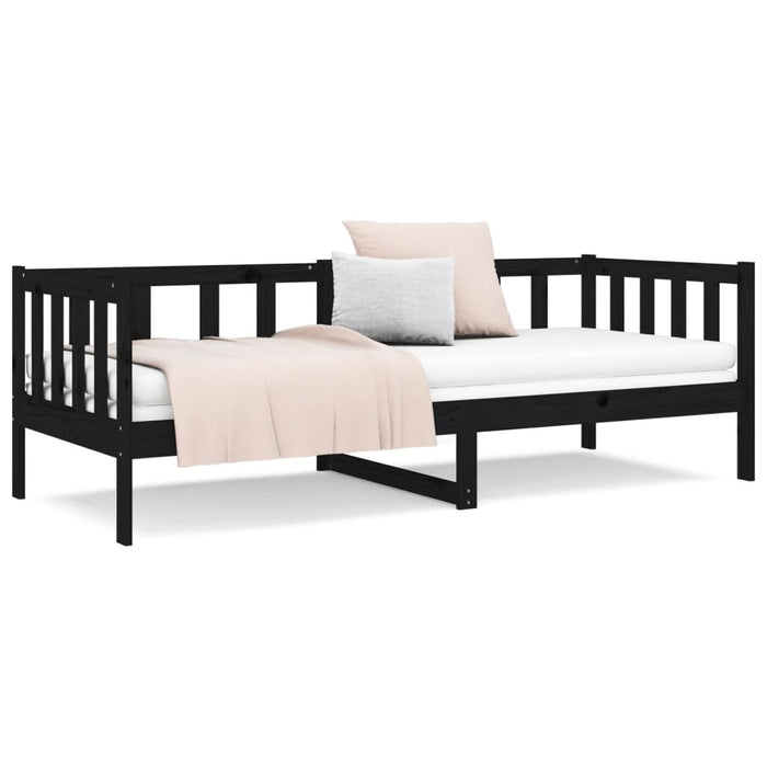 Day Bed without Mattress Black 90x190cm Solid Wood Pine