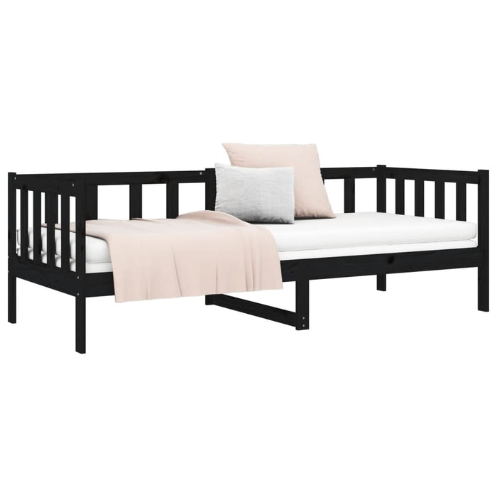 Day Bed without Mattress Black 90x190cm Solid Wood Pine