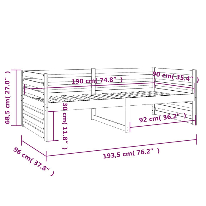 Day Bed without Mattress Honey Brown 90x190cm Solid Wood Pine