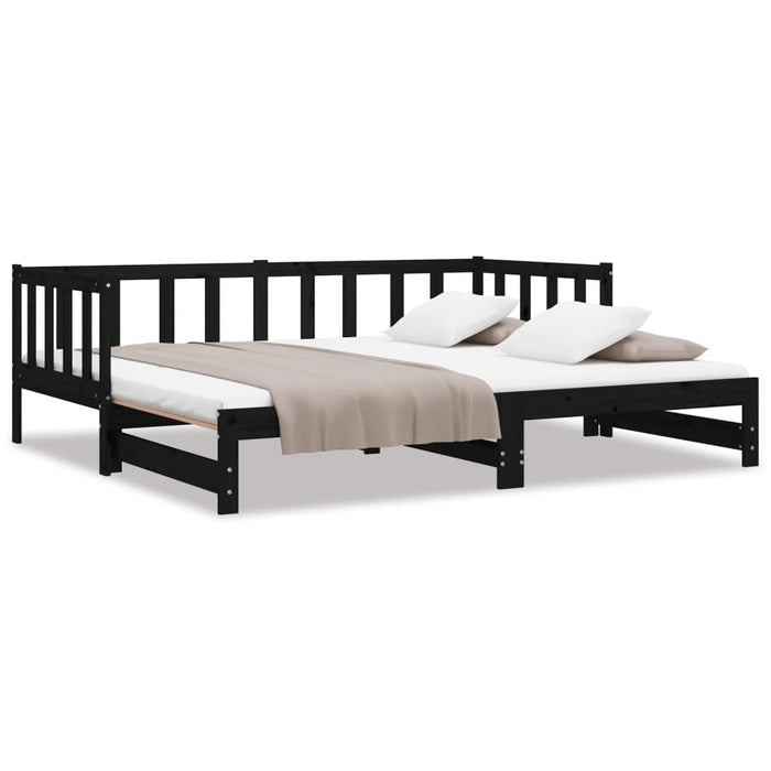 Pull-out Day Bed without Mattress Black 2x(90x190)cm