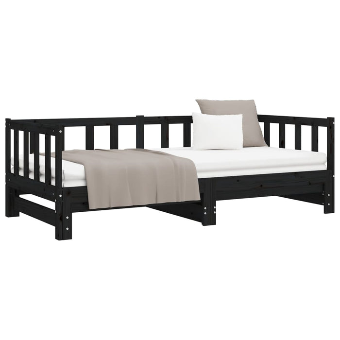 Pull-out Day Bed without Mattress Black 2x(90x190)cm