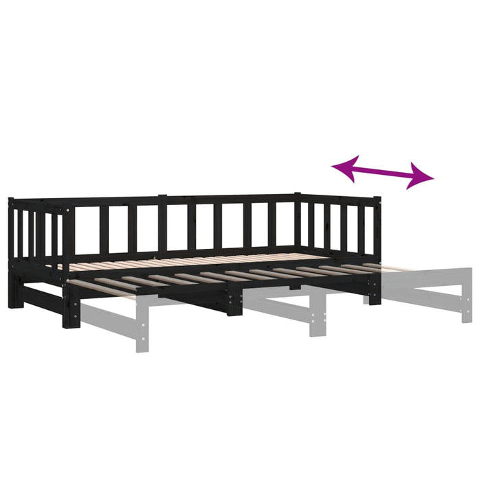 Pull-out Day Bed without Mattress Black 2x(90x190)cm