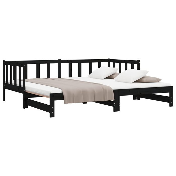 Pull-out Day Bed without Mattress Black 2x(90x190)cm