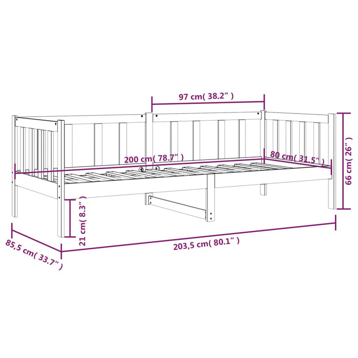 Day Bed without Mattress 80x200cm Solid Wood Pine