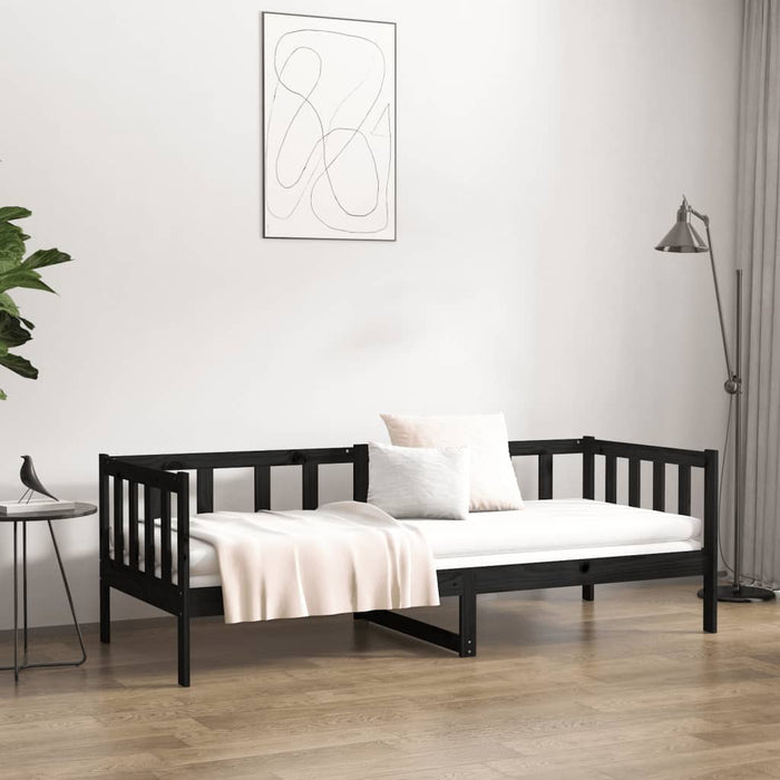 Day Bed without Mattress Black 80x200cm Solid Wood Pine