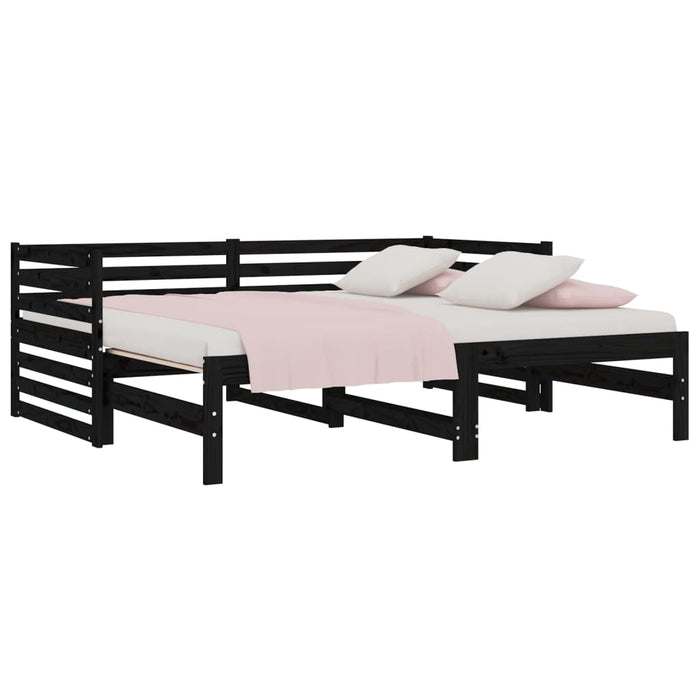 Pull-out Day Bed without Mattress Black 2x(80x200)cm