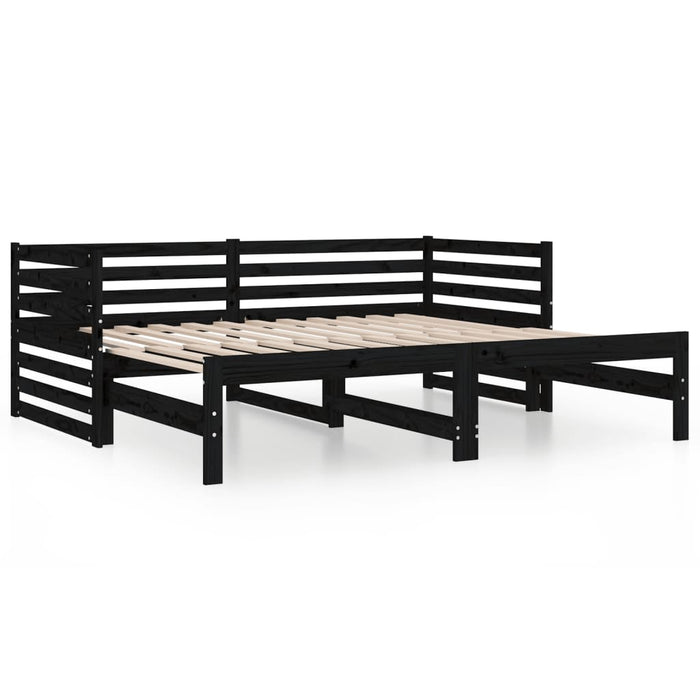 Pull-out Day Bed without Mattress Black 2x(80x200)cm