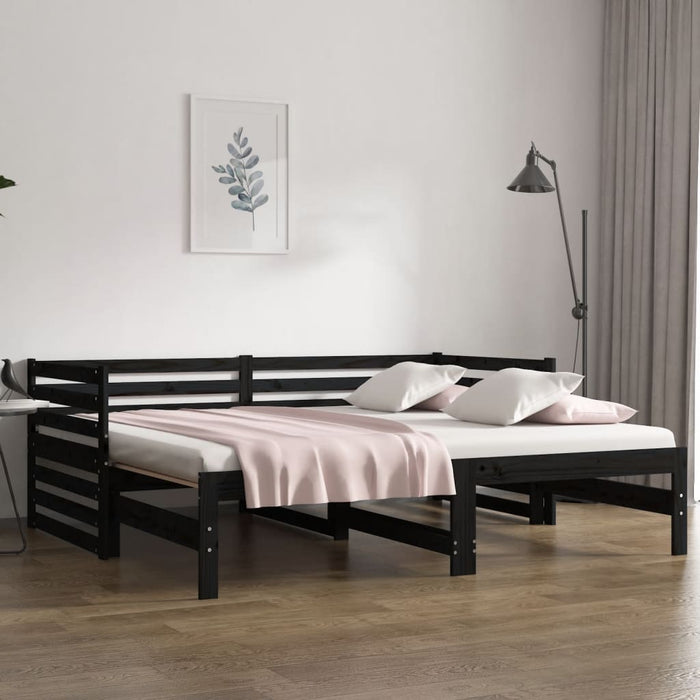 Pull-out Day Bed without Mattress Black 2x(80x200)cm