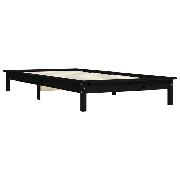 820530 vidaXL Bed Frame without Mattress Black 90x200 cm Solid Wood