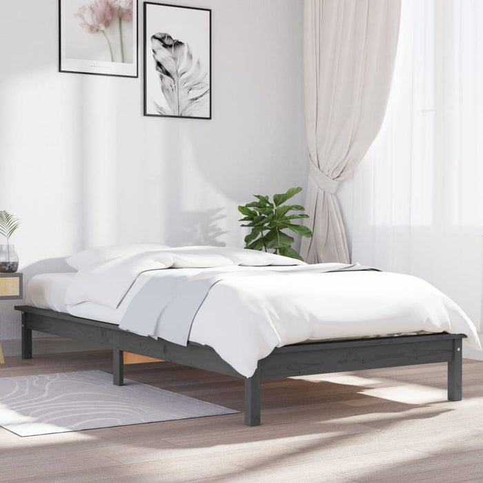 820533 vidaXL Bed Frame without Mattress Grey 100x200 cm Solid Wood