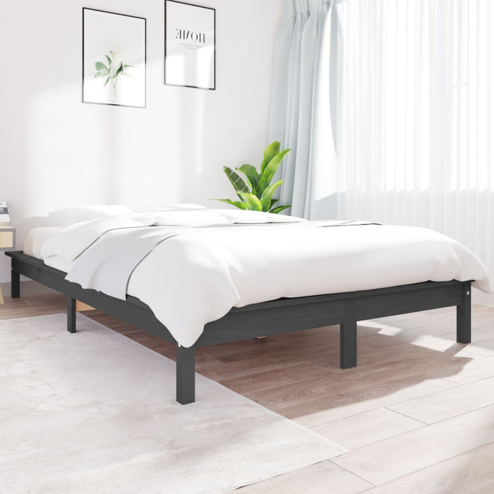 820538 vidaXL Bed Frame without Mattress Grey 120x200 cm Solid Wood