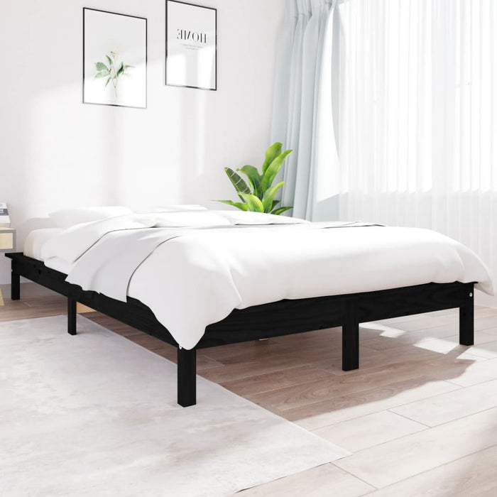 820545 vidaXL Bed Frame without Mattress Black 140x200 cm Solid Wood