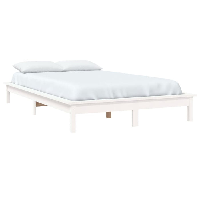 Bed Frame without Mattress White Solid Wood Pine King Size