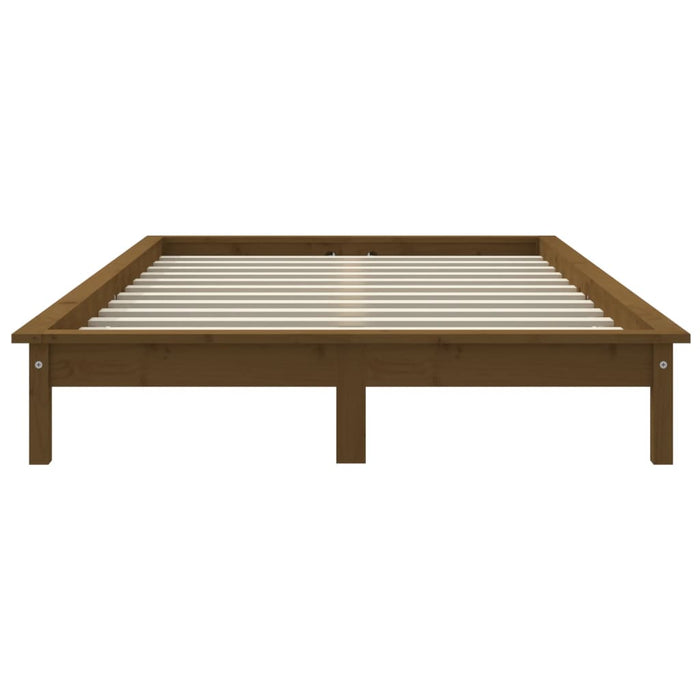 Bed Frame without Mattress Honey Brown King Size Solid Wood Pine