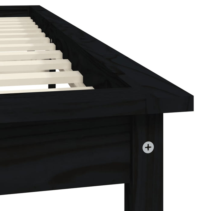 Bed Frame without Mattress Black 200x200 cm Solid Wood