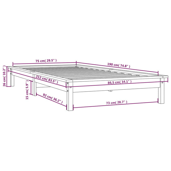 Bed Frame without Mattress Honey Brown Small Single Solid Wood