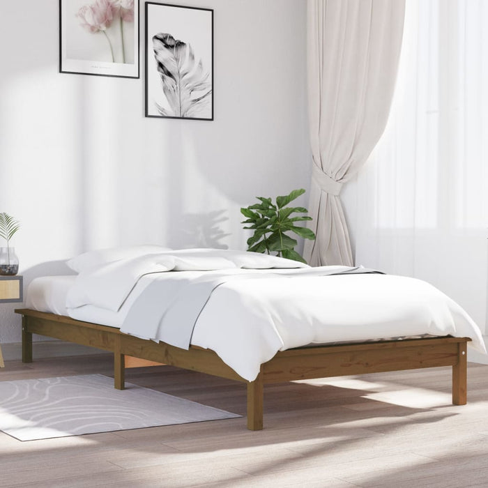 Bed Frame without Mattress Honey Brown Small Single Solid Wood