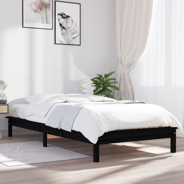 Bed Frame without Mattress Black Small Single Solid Wood