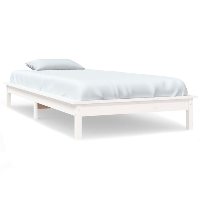 Bed Frame without Mattress White Single Solid Wood