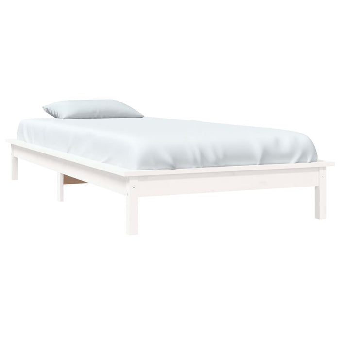 Bed Frame without Mattress White Single Solid Wood