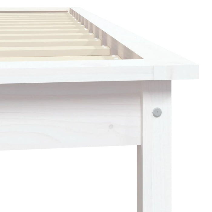 Bed Frame without Mattress White Single Solid Wood