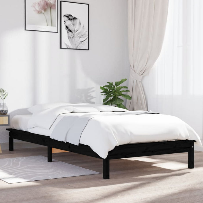 Bed Frame without Mattress Black Single Solid Wood