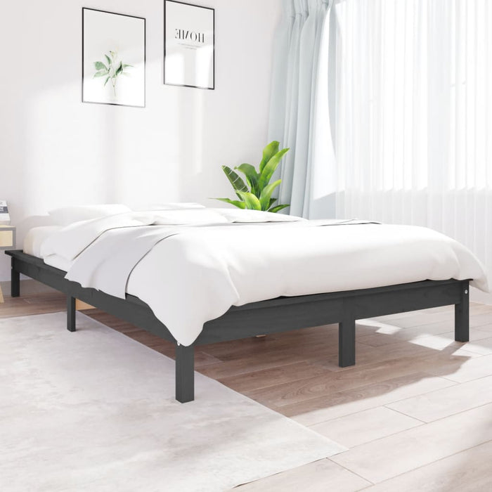 Bed Frame without Mattress Grey Small Double Solid Wood