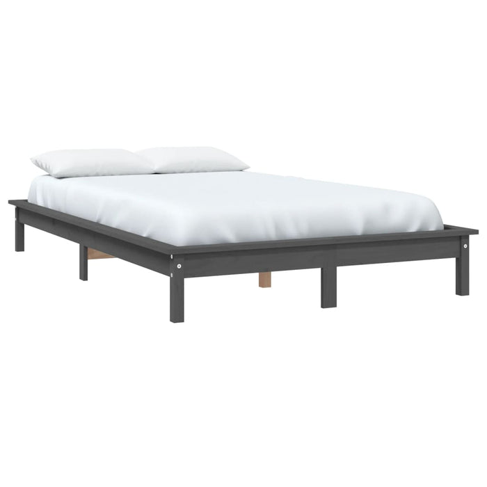 Bed Frame without Mattress Grey Double Solid Wood