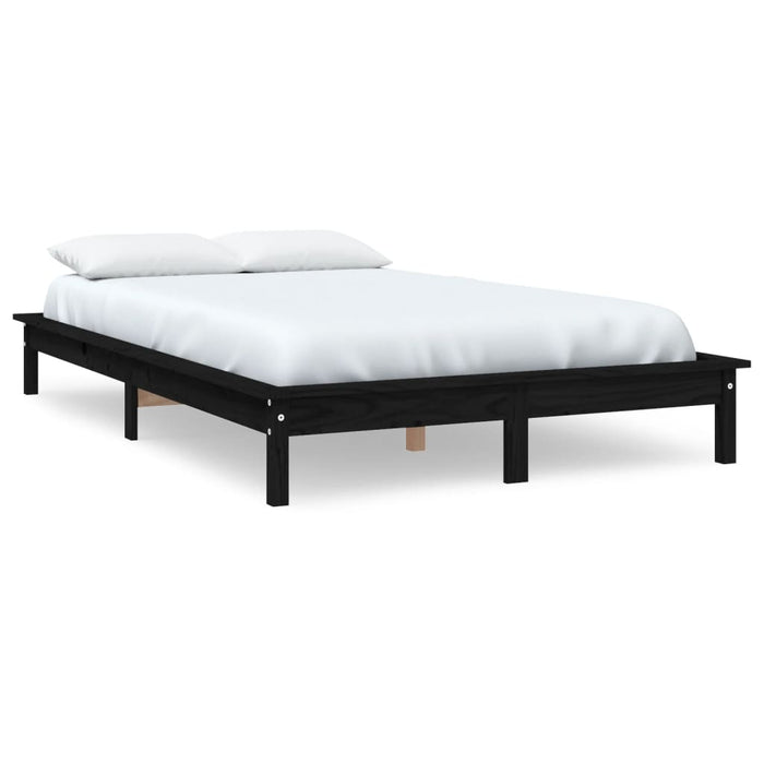 Bed Frame without Mattress Black Double Solid Wood