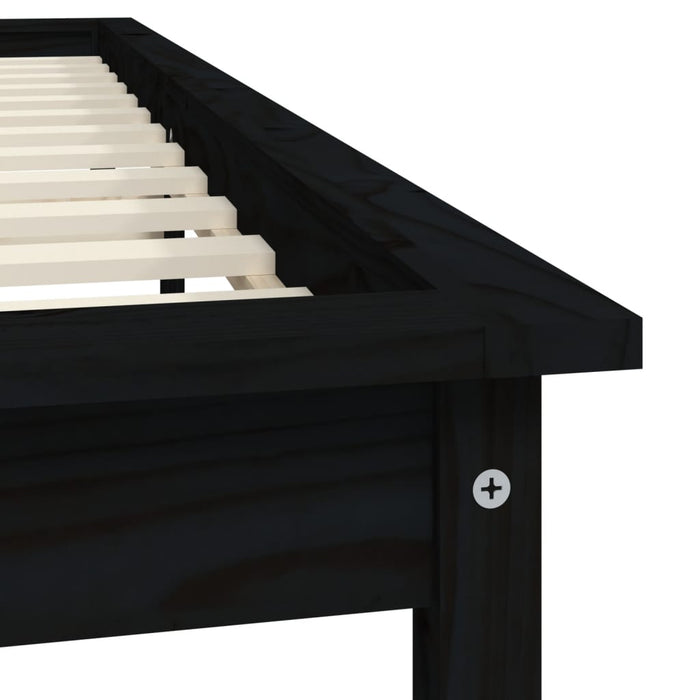 Bed Frame without Mattress Black Double Solid Wood