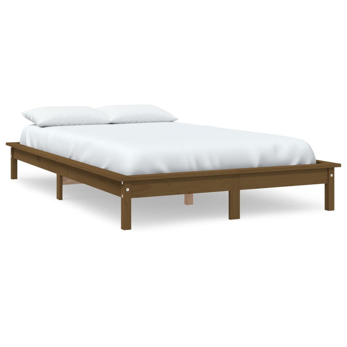 Bed Frame without Mattress Honey Brown 140x190 cm Solid Wood