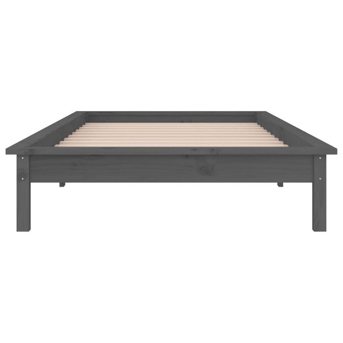 LED Bed Frame without Mattress Grey 90x200 cm Solid Wood