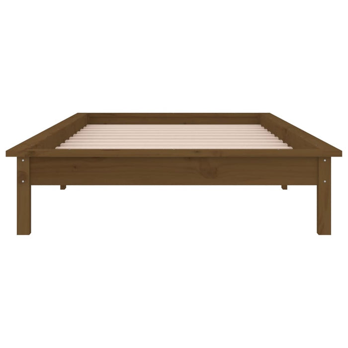 LED Bed Frame without Mattress Honey Brown 90x200 cm Solid Wood