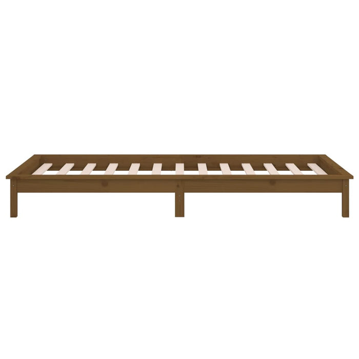 LED Bed Frame without Mattress Honey Brown 90x200 cm Solid Wood