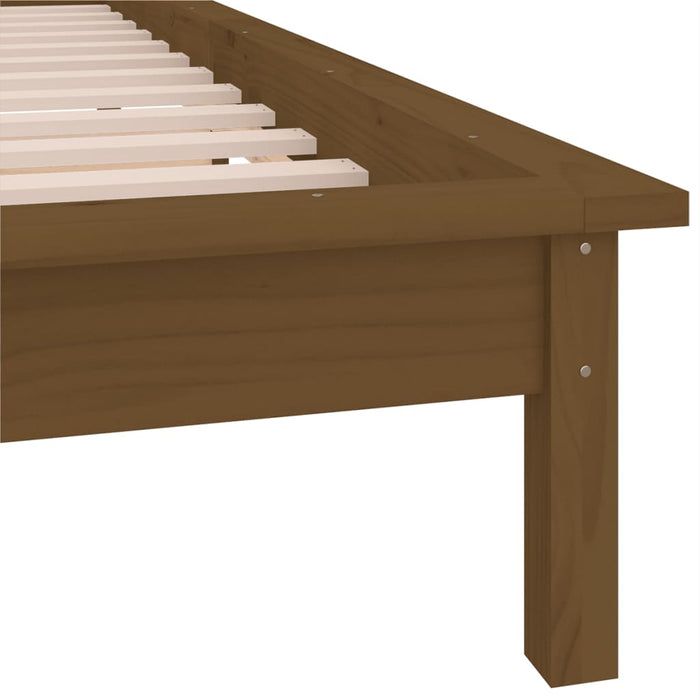 LED Bed Frame without Mattress Honey Brown 90x200 cm Solid Wood