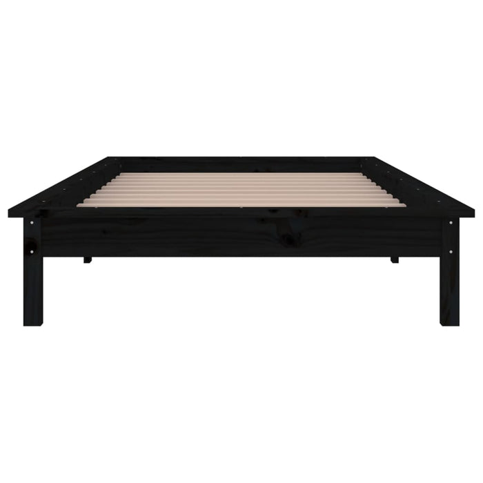 LED Bed Frame without Mattress Black 90x200 cm Solid Wood