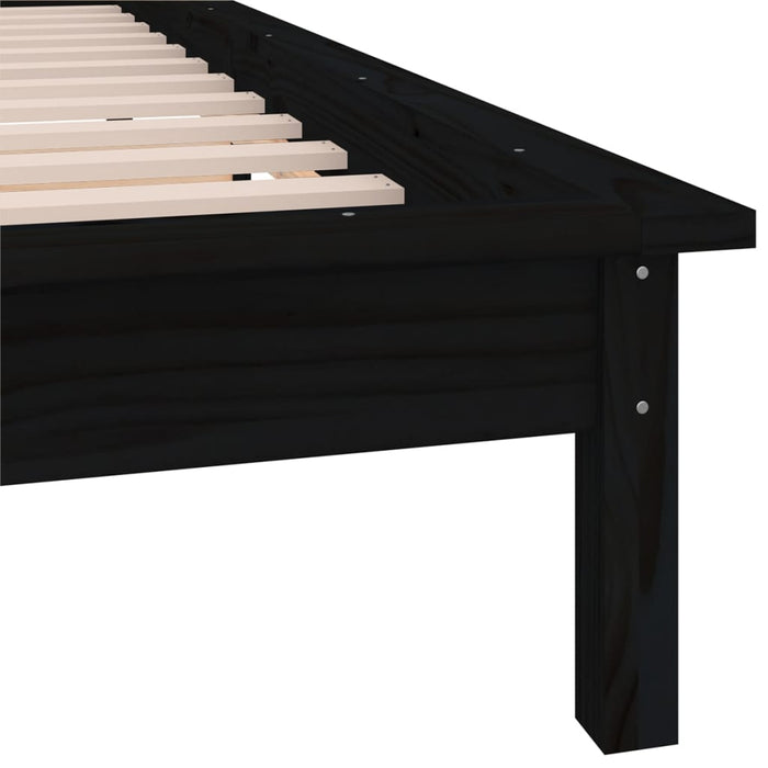 LED Bed Frame without Mattress Black 90x200 cm Solid Wood