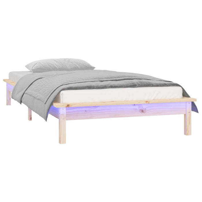 LED Bed Frame without Mattress 100x200 cm Solid Wood