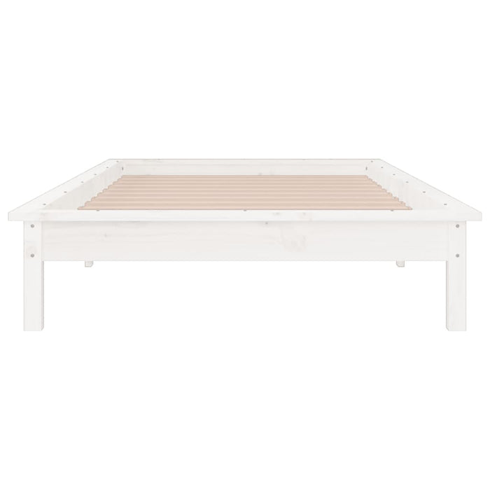 LED Bed Frame without Mattress White 100x200 cm Solid Wood