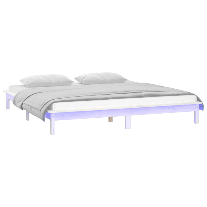 LED Bed Frame without Mattress White 120x200 cm Solid Wood