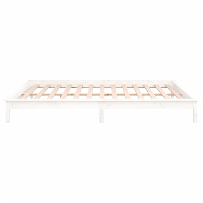 LED Bed Frame without Mattress White 120x200 cm Solid Wood