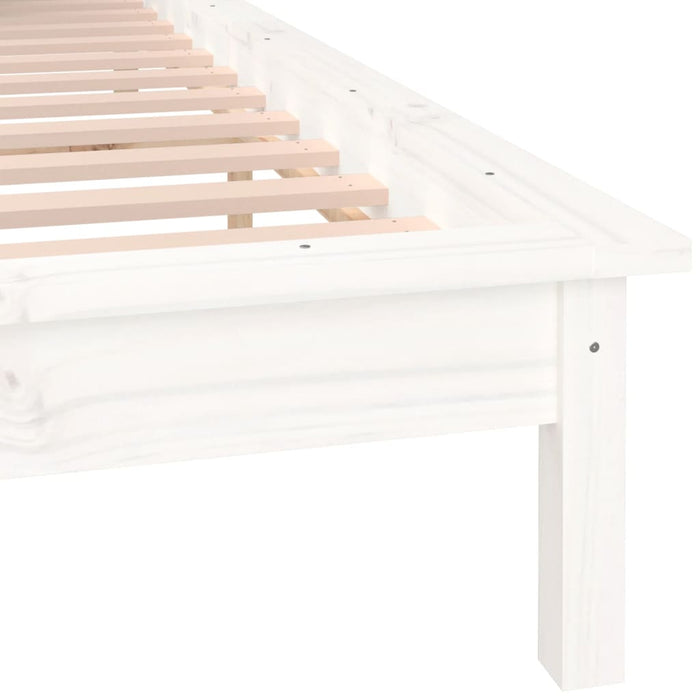 LED Bed Frame without Mattress White 120x200 cm Solid Wood