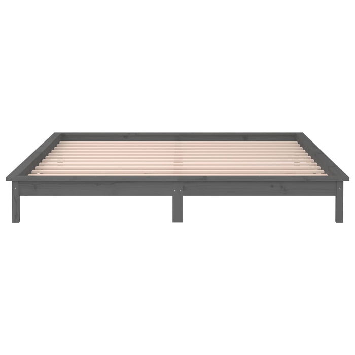 LED Bed Frame without Mattress Grey 120x200 cm Solid Wood