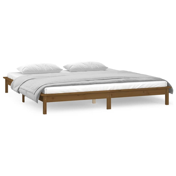 LED Bed Frame without Mattress Honey Brown 120x200 cm Solid Wood