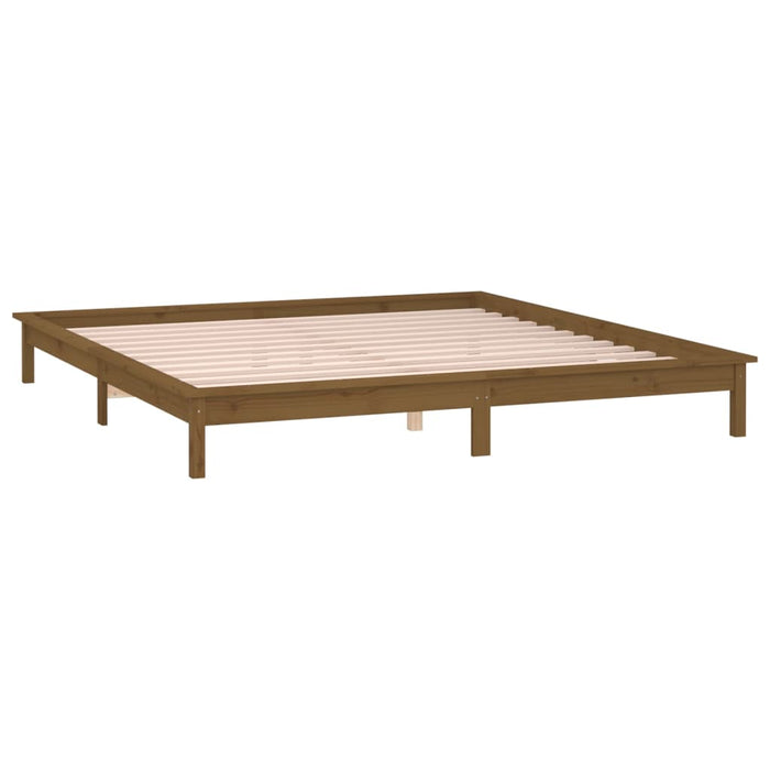 LED Bed Frame without Mattress Honey Brown 120x200 cm Solid Wood