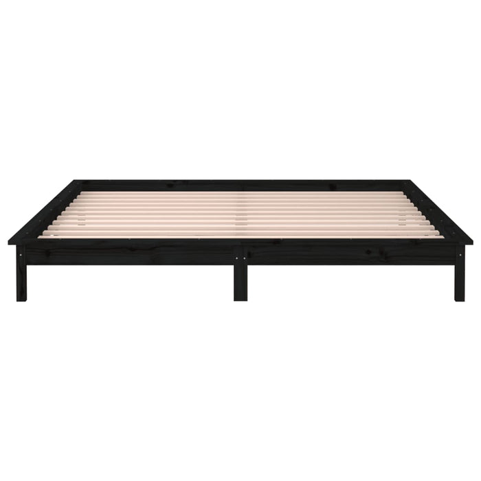 LED Bed Frame without Mattress Black 120x200 cm Solid Wood