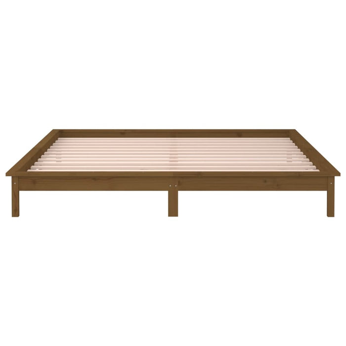 LED Bed Frame without Mattress Honey Brown 140x200 cm Solid Wood